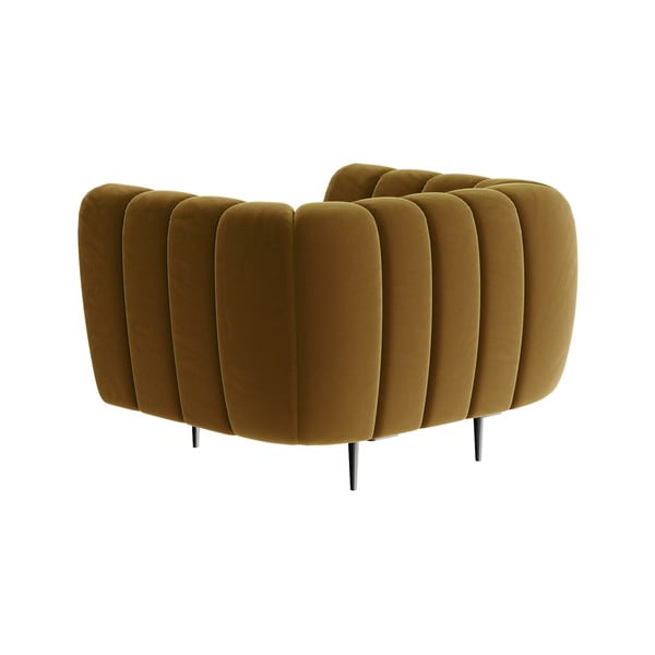 Geltonos spalvos aksominis krėslas Ghado Shel-image-3