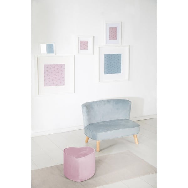 Vaikiškas pufas šviesiai rožinės spalvos iš velveto Lil Sofa – Roba-image-2