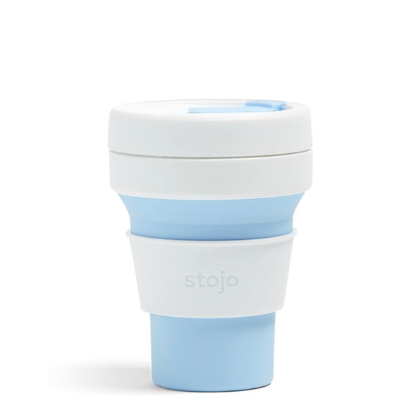 Baltos ir mėlynos spalvos kelioninis puodelis Stojo Pocket Cup Sky, 355 ml