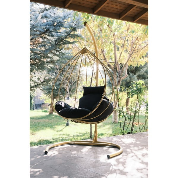Sodo pakabinamas krėslas juodos spalvos/auksinės spalvos Damla – Floriane Garden