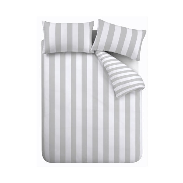 Viengulė patalynė baltos spalvos/pilkos spalvos 135x200 cm Cove Stripe – Catherine Lansfield