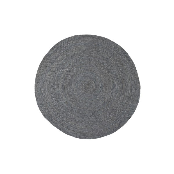 Apvalios formos kilimas pilkos spalvos iš džiuto ø 150 cm Ross – WOOOD