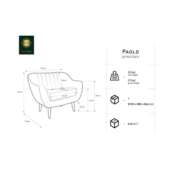 Rožinis fotelis Mazzini Sofas Benito-image-1