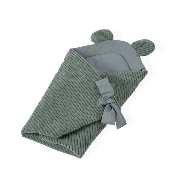 Žalios spalvos iš kordinio velveto kūdikio vystyklas 35x65 cm – Meowbaby-image-1