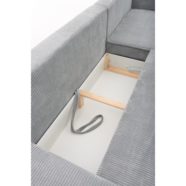 Šviesiai pilka aksominė modulinė kampinė sofa Bonami Selection Bowie-image-1