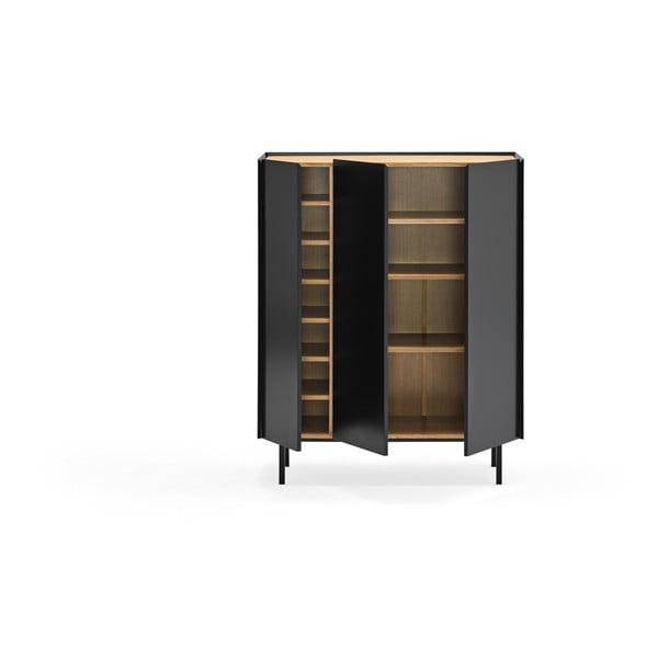 Aukšta šoninė spintelė juodos spalvos iš ąžuolo 95x120 cm Arista – Teulat-image-3