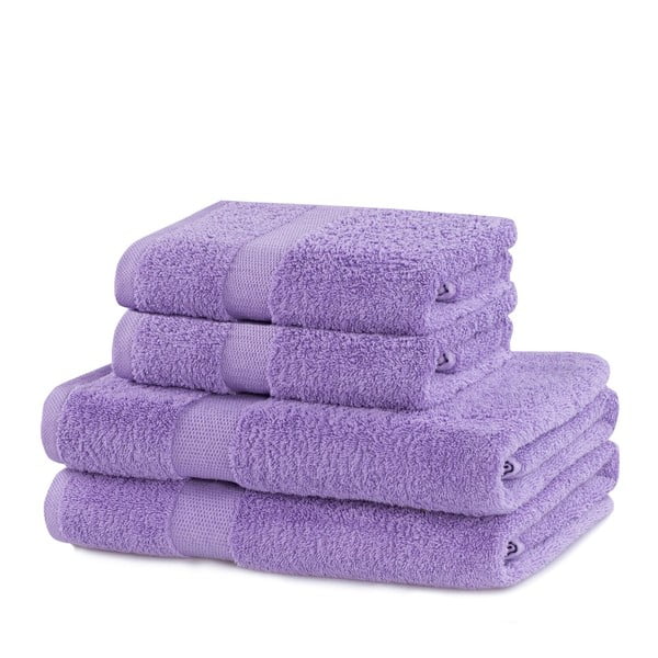 Vonios rankšluosčių rinkiniai iš medvilnės audinio levandų spalvos 4 vnt. Marina – DecoKing