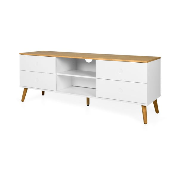 Baltas TV staliukas su ąžuolinėmis kojomis Tenzo Dot, plotis 162 cm-image-3