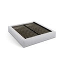 Šviesiai pilkos spalvos dvigulė lova audiniu dengta su sandėliavimo vieta su lovos grotelėmis 160x200 cm Simon – Micadoni 