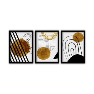 3 paveikslų rinkinys juoduose rėmeliuose Vavien Artwork Abstract Lines, 35 x 45 cm