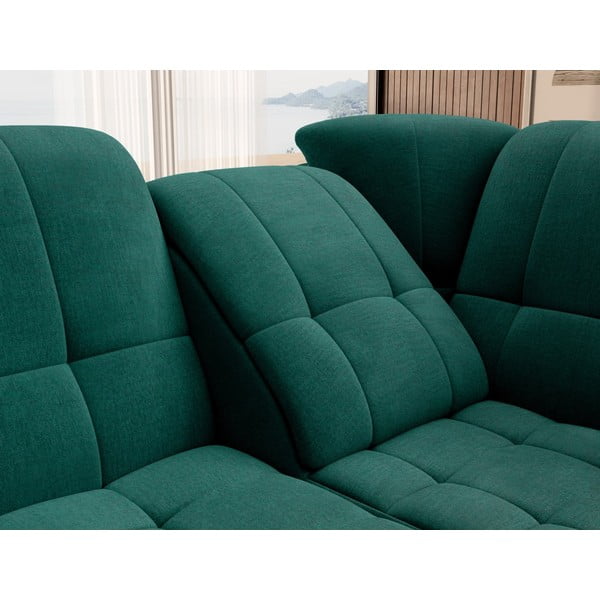 Žalios spalvos iš velveto sulankstoma/su sandėliavimo vieta kampinė sofa (su dešiniuoju kampu/„L“ formos) Sado – ELTAP-image-1