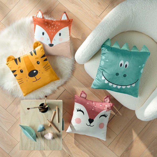 Iš velveto vaikiška pagalvė 40x40 cm Tigry – douceur d'intérieur-image-4