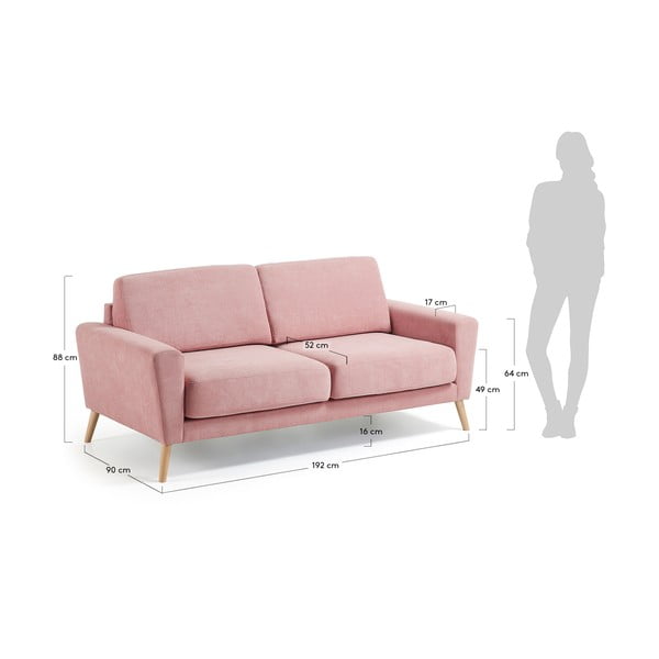 Rožinė dvivietė sofa "La Forma Guy-image-3