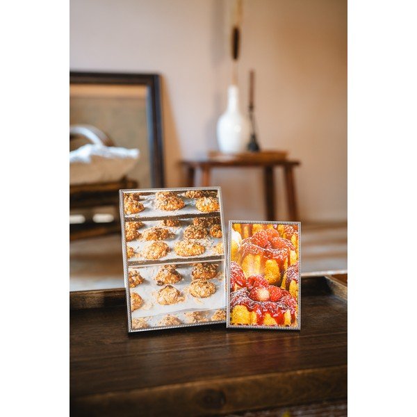 Blizgios sidabrinės spalvos iš metalo pastatomas rėmas 14x19 cm Sweet Memory Pearl – Zilverstad-image-1