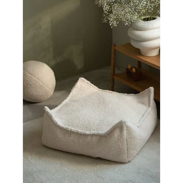 Kreminės spalvos iš boucle vaikiškas sėdmaišis Square – Wigiwama-image-2