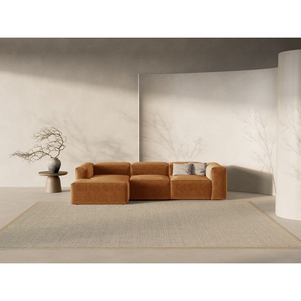 Raudonos plytų spalvos kampinė sofa (su kairiuoju kampu/su gultu) Bergamo – Cosmopolitan Design-image-1