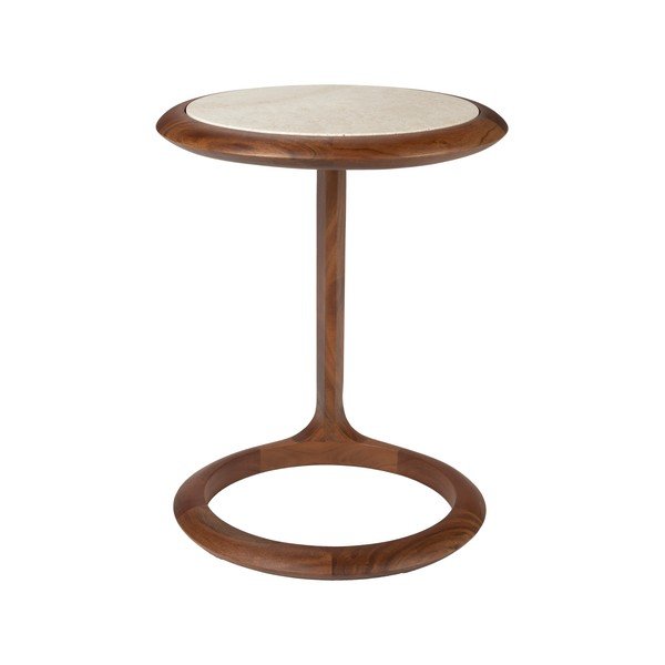 Apvalios formos šoninis stalas su akmens stalviršiu 41x45 cm Doppio – Zuiver-image-2