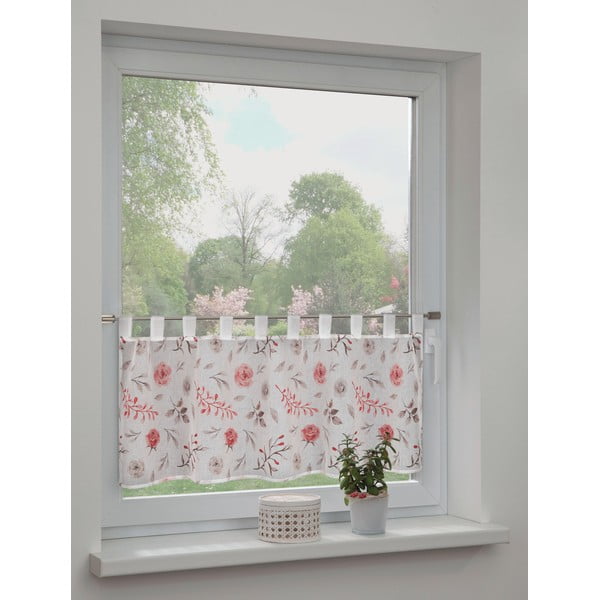 Baltos spalvos/rožinės spalvos permatoma užuolaida 135x45 cm Rose – Sehlbach-image-1
