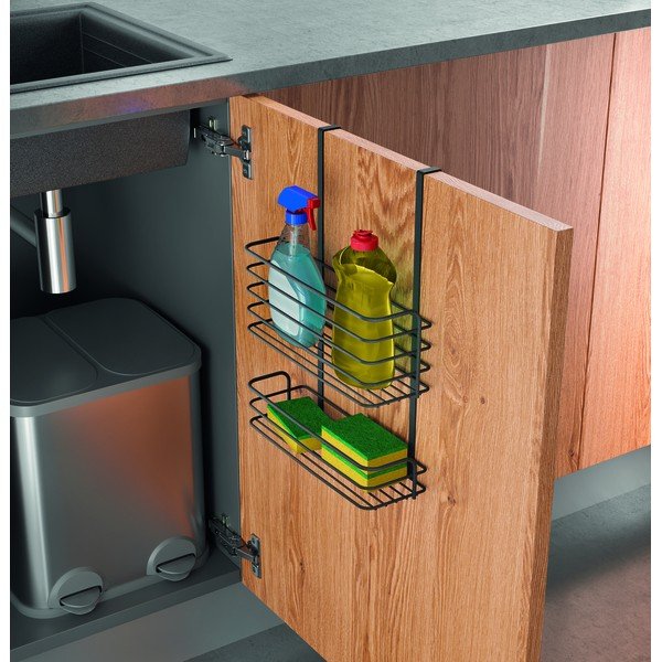 Juodo metalinė pakabinama virtuvės lentyna Metaltex Galileo Lava Double-image-1