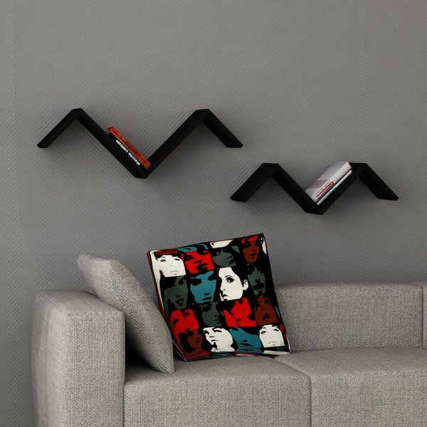 2 lentynų rinkinys "Marti", juodas-image-1