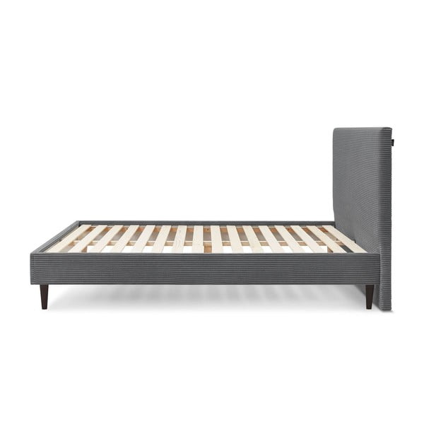 Tamsiai pilka velvetinė dvigulė lova Bobochic Paris Anja Dark, 180 x 200 cm-image-2