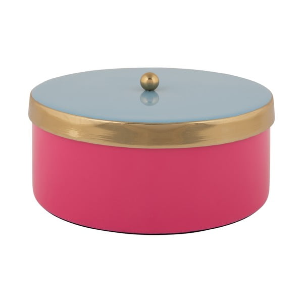 Dekoratyvinė rožinės spalvos iš metalo daiktadėžė ø 16x6 cm Double Funky – PT LIVING