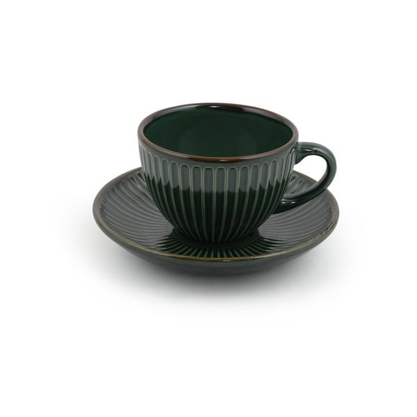Puodeliai tamsiai žalios spalvos iš keramikos 6 vnt. 0.21 l – Hermia-image-2