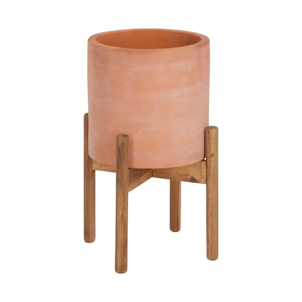 Terakotos spalvos vazonas ant medinio pagrindo Kave Home Dalva, skersmuo 30 cm-image-2