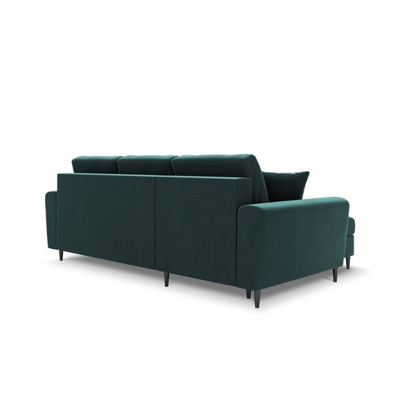 Smaragdinės spalvos iš velveto sulankstoma/su sandėliavimo vieta kampinė sofa Kyoto – Cosmopolitan Design-image-3