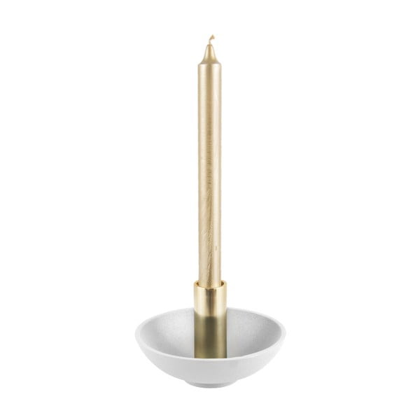 Baltas žvakidės laikiklis su aukso spalvos detalėmis PT LIVING Nimble, aukštis 9,5 cm