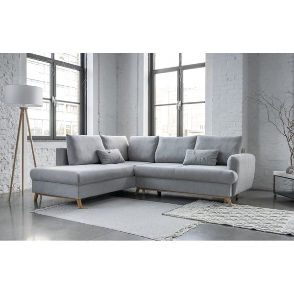 Šviesiai pilkos spalvos sulankstoma/su sandėliavimo vieta kampinė sofa (su kairiuoju kampu/„L“ formos) Scandic Lagom – Miuform-image-1