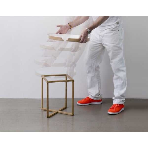 Ąžuolo staliukas su nuimamu ąžuoliniu stalviršiu Wireworks Damieh, 45 x 45 cm-image-1