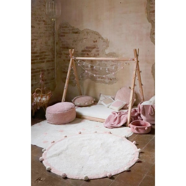 Skalbiamas/rankų darbo iš medvilnės vaikiškas kilimas kreminės spalvos ø120 cm Bubbly Vintage Nude – Lorena Canals-image-3