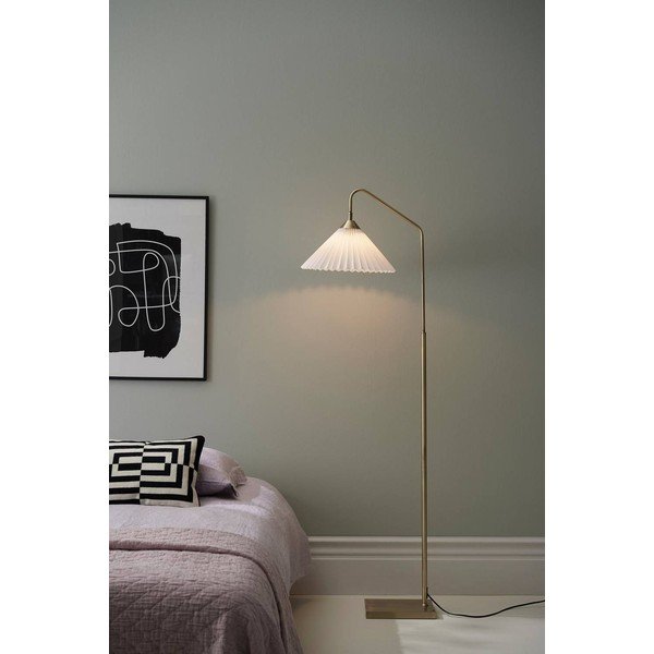 Kreminės spalvos/žalvario spalvos iš tekstilės pastatomas šviestuvas su sulankstoma konstrukcija (aukštis 155 cm) Kate – Ellos Home-image-1