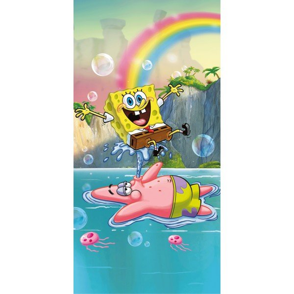 Iš medvilnės vaikiškas rankšluostis 70x140 cm Sponge Bob "Tropical Duo" – Jerry Fabrics