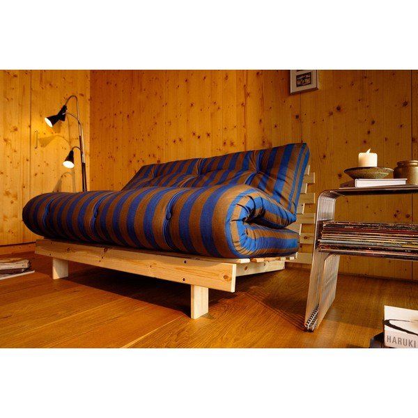 Mėlynos spalvos/rudos spalvos sulankstoma sofa 140 cm Roots – Karup-image-4