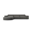 Pilka aksominė kampinė sofa (kairysis kampas) Jodie - Micadoni Home