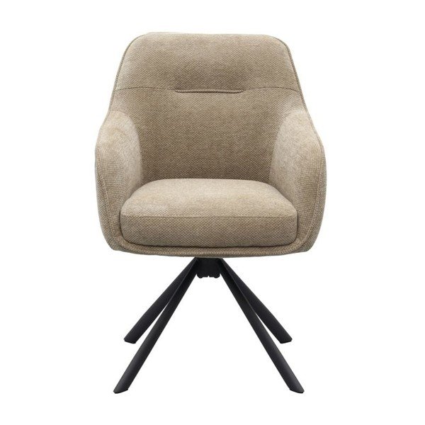 Taupe spalvos iš audinio valgomojo kėdė su porankiais Avola – Unique Furniture-image-1