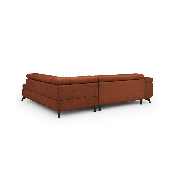 Terakotos spalvos kampinė sofa iš šenilinio audinio (su dešiniuoju kampu/„L“ formos) Marbeya  – Ropez-image-3