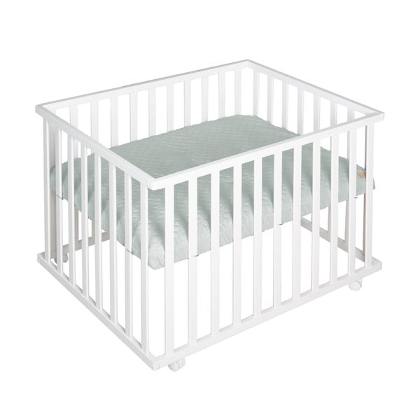 Baltos spalvos maniežas vaikams ant ratukų 100x75 cm Style – Roba