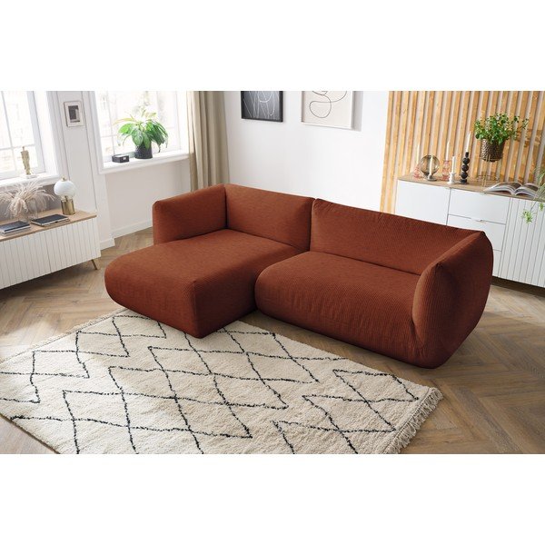 Oranžinė velvetinė kampinė sofa (kairysis kampas) Lecomte - Bobochic Paris-image-1