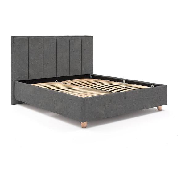 Šviesiai pilka dvigulė lova su grotelėmis ir patalynės dėže ProSpánek Wega, 180 x 200 cm-image-2