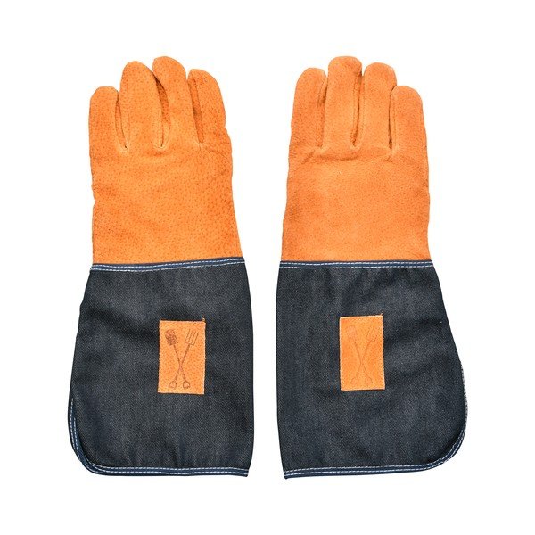Mėlynai oranžinės sodo pirštinės su riešo apsauga Esschert Design Denim-image-3