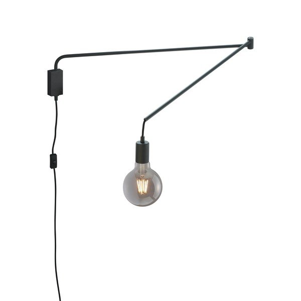 Matinės juodos spalvos sieninė lempa su sulankstoma konstrukcija su kištuku Line – Trio-image-4