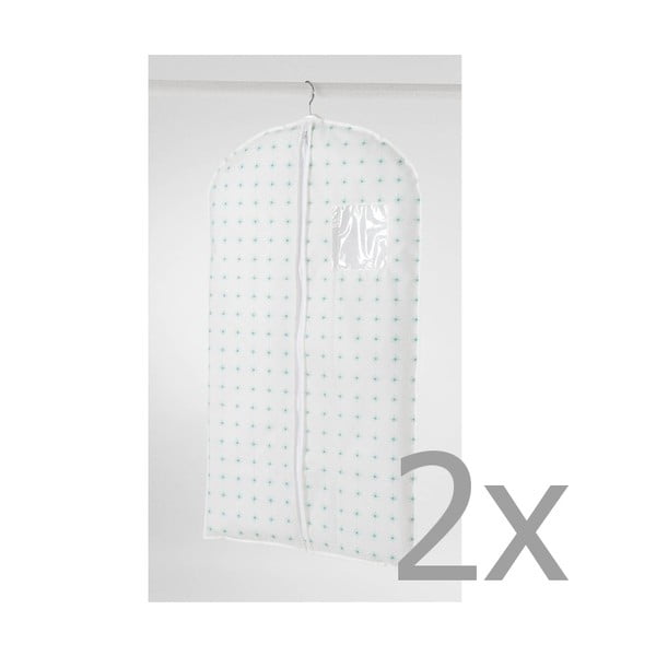2 baltos spalvos pakabinamų suknelių užvalkalų komplektas Drabužių kompaktorius, 100 cm ilgio