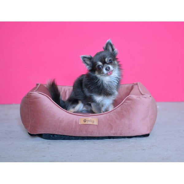 Rožinio aksomo lova 55x42 cm Royal - Petsy-image-1