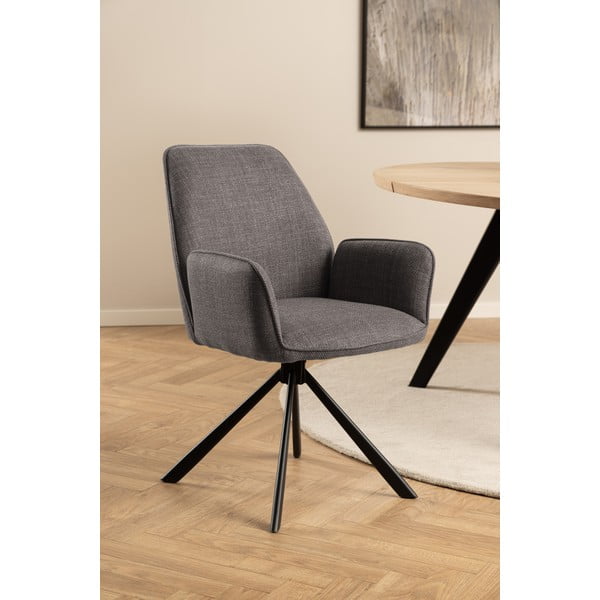 Šviesiai pilkos spalvos iš audinio valgomojo kėdžių komplektas su porankiais 2 vnt. Glenda – Actona-image-1