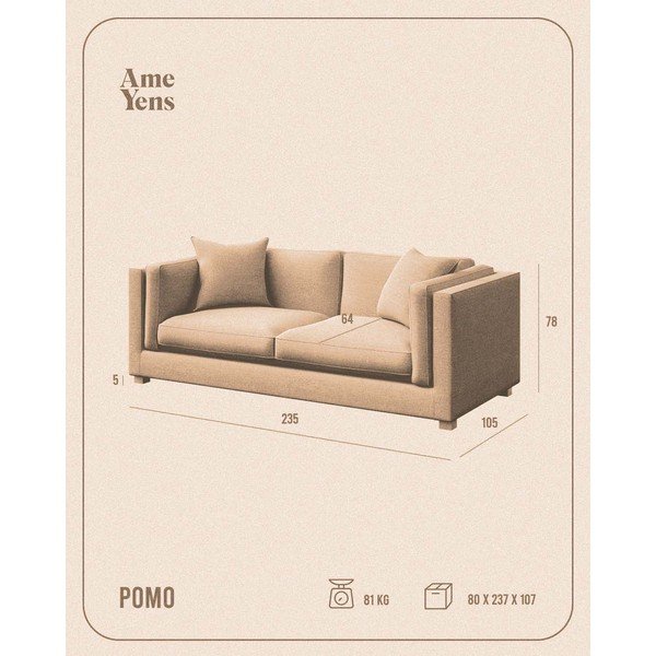 Sofa smėlio spalvos 235 cm Pomo – Ame Yens-image-4