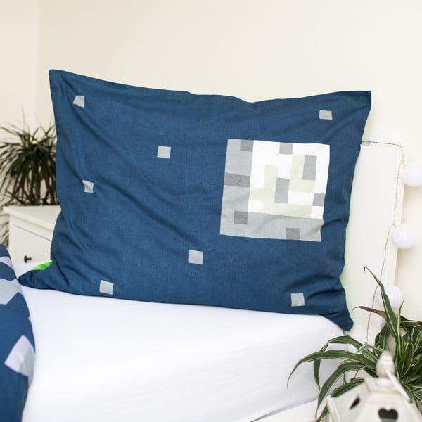 Žalios spalvos/mėlynos spalvos iš medvilnės viengulė vaikiška patalynė 140x200 cm Minecraft "Sssleep Tight" – Jerry Fabrics-image-3