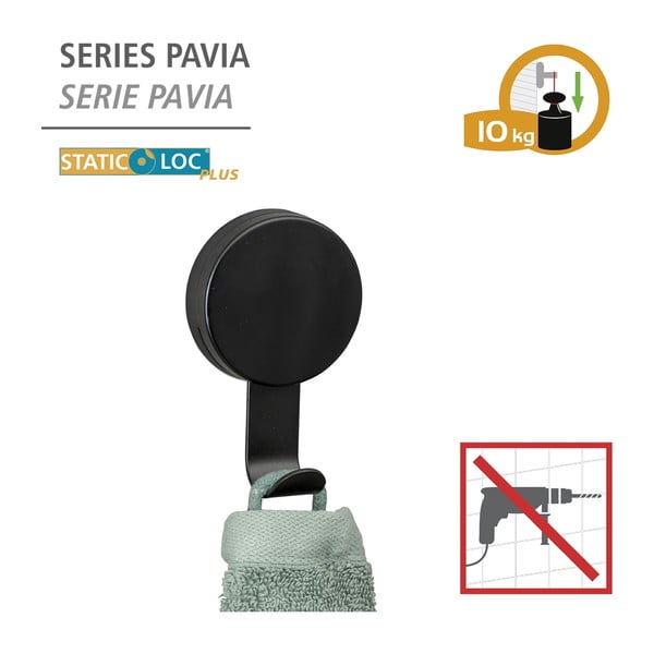 2 juodų rankšluosčių kabliukų rinkinys Wenko Pavia-image-1